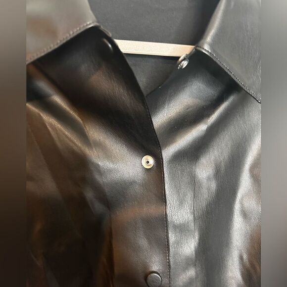Theory Faux Leather Shirt Jacket - Picture 7 of 12
